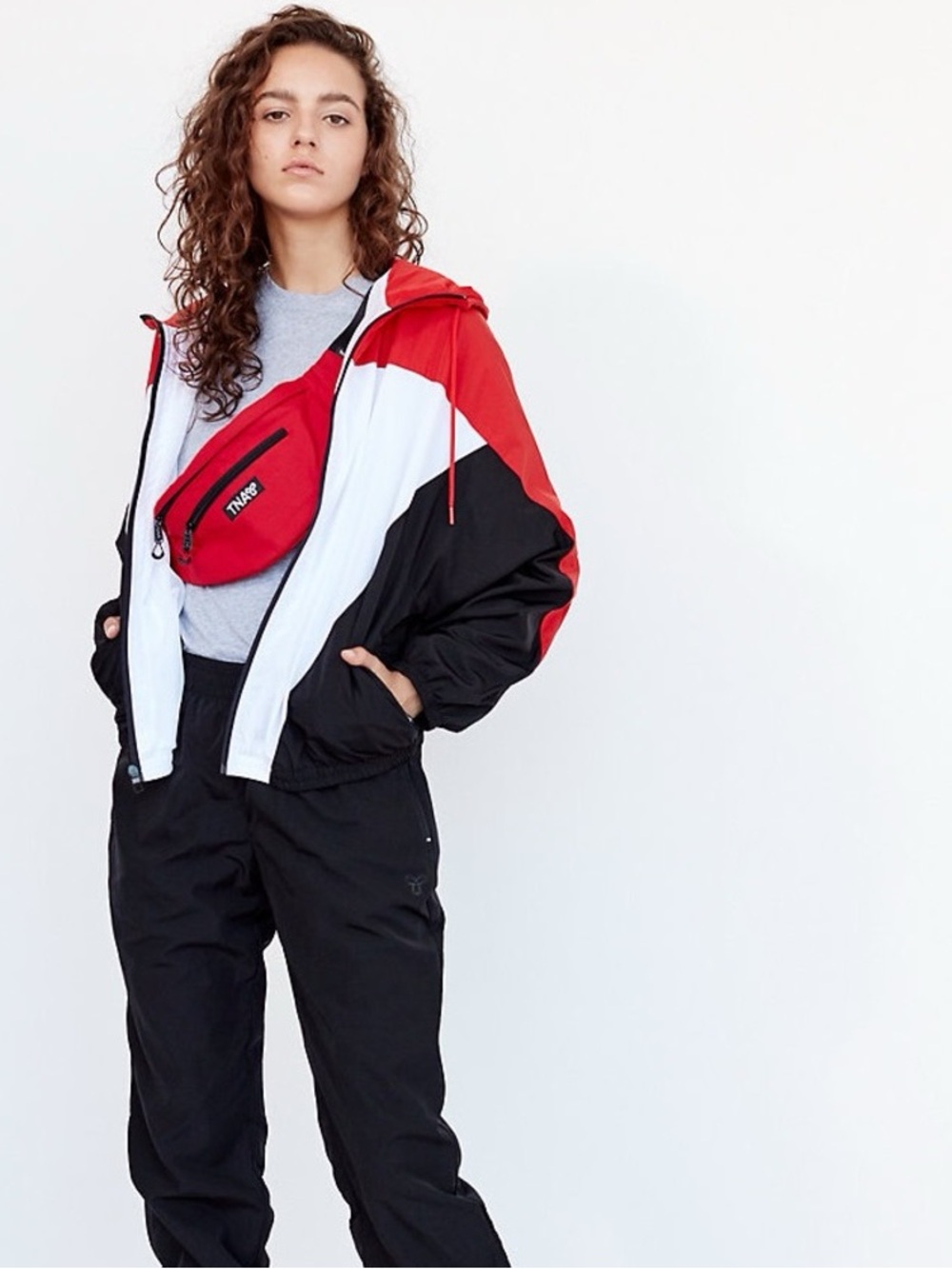 NWT Aritzia TNA McSweeney Anorak Jacket Red White Black Size S